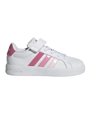 Pantofi sport Grand Court 3.0 de piele ecologica cu sireturi elastice, Alb/Roz