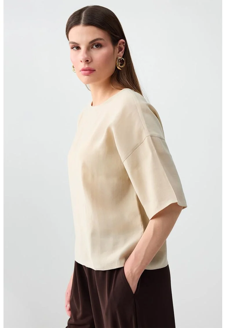 Bluza lejera din amestec de modal, Bej deschis