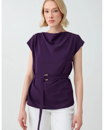 Bluza regular-fit cu model uni, Deep Purple