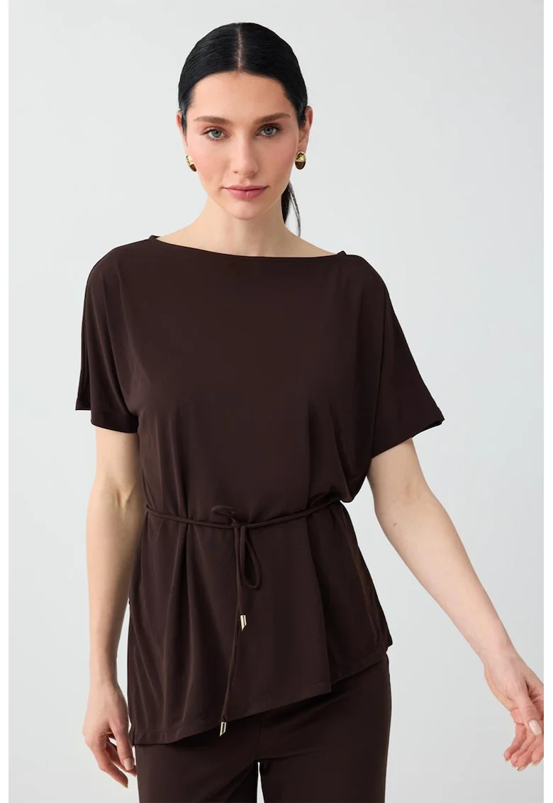Bluza cu maneci scurte si cordon, Maro inchis