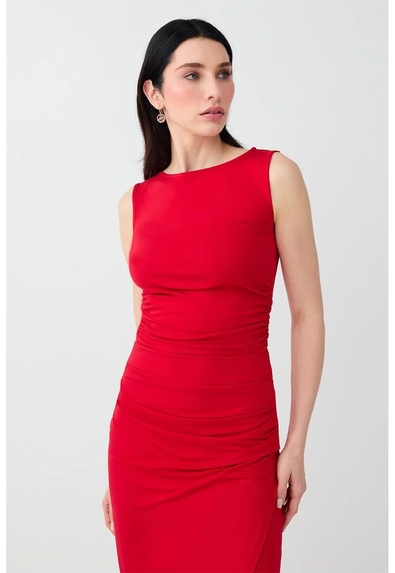 Bluza slim-fit fara maneci, Rosu cireasa