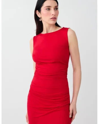 Bluza slim-fit fara maneci, Rosu cireasa