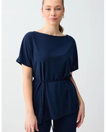 Bluza cu maneci scurte si cordon, Bleumarin