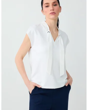 Bluza cu decolteu in V, Alb optic