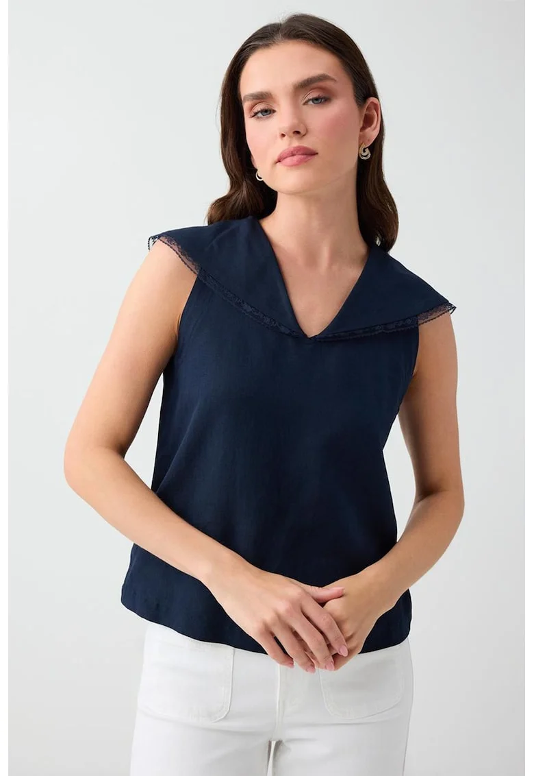 Bluza din amestec de in, Albastru ultramarin