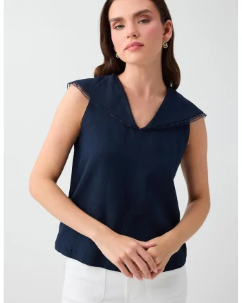 Bluza din amestec de in, Albastru ultramarin