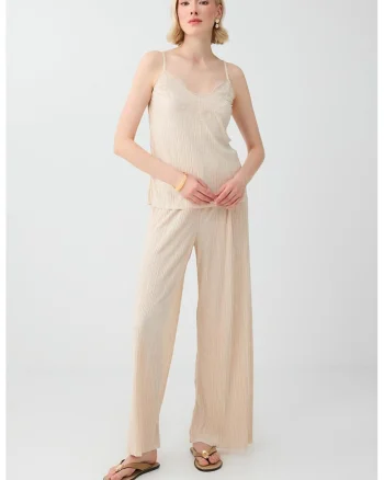 Bluza uni cu garnituri din dantela, Bej deschis