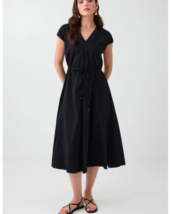Rochie evazata cu decolteu in V, Negru