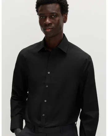 Camasa regular fit din amestec de bumbac, Negru