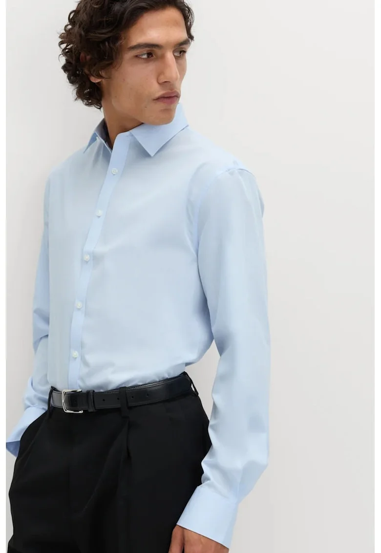 Camasa regular fit din amestec de bumbac, Albastru deschis