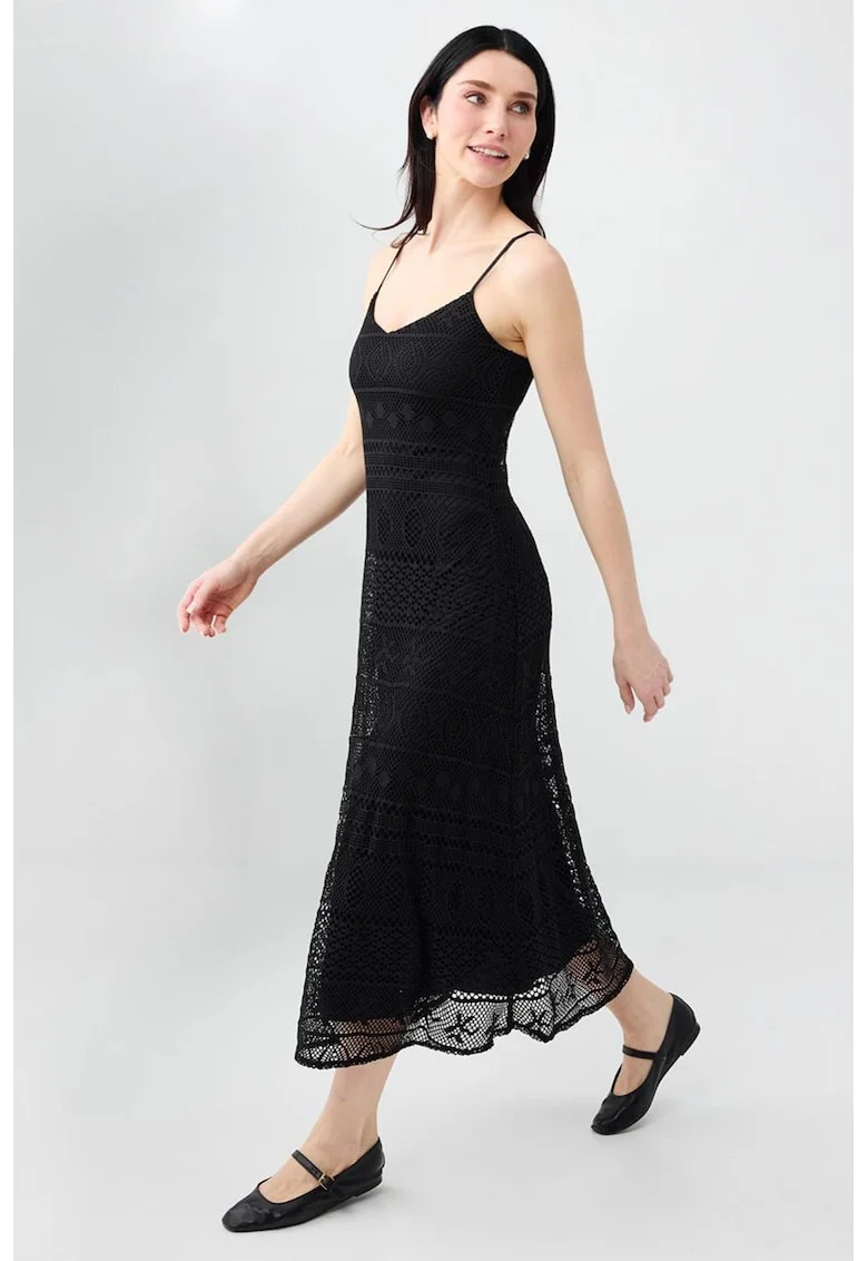 Rochie evazata din dantela, Negru