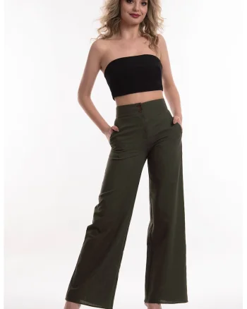 Pantaloni evazati din in, Kaki inchis