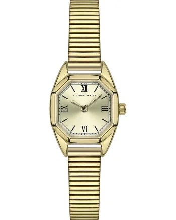 Ceas quartz octoganal cu logo pe cadran, Auriu