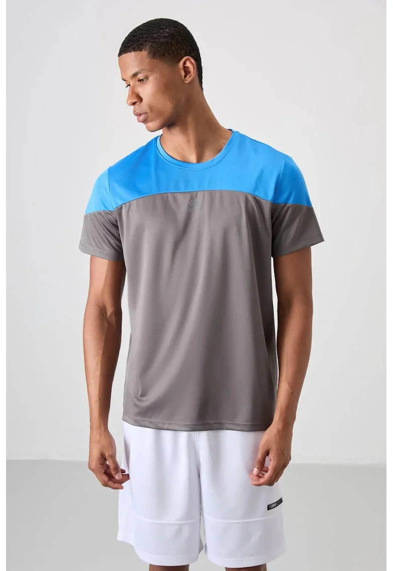 Tricou  barbati, guler rotund, gri, 100%dwqfwqpoliester, Gri/Albastru
