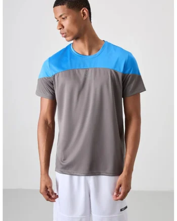 Tricou  barbati, guler rotund, gri, 100%dwqfwqpoliester, Gri/Albastru