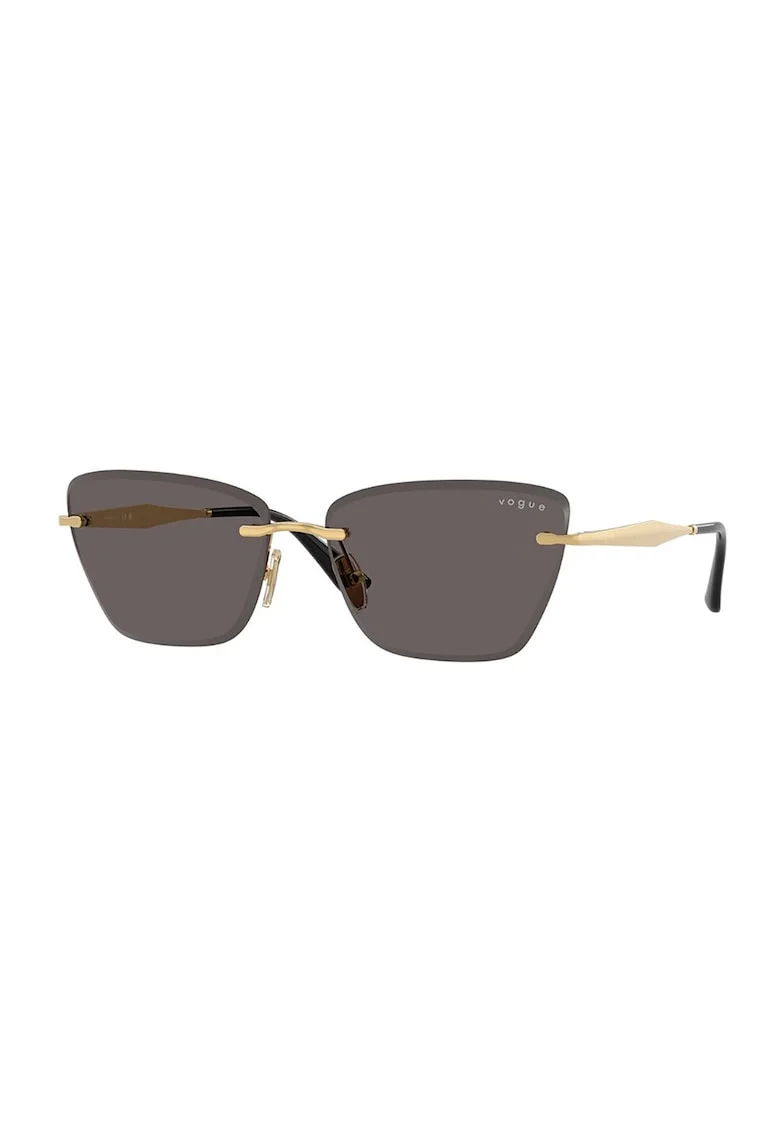 Ochelari de soare cat-eye cu rama metalica, Auriu/Gri