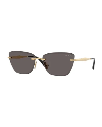Ochelari de soare cat-eye cu rama metalica, Auriu/Gri
