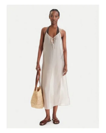 Rochie midi uni, Crem
