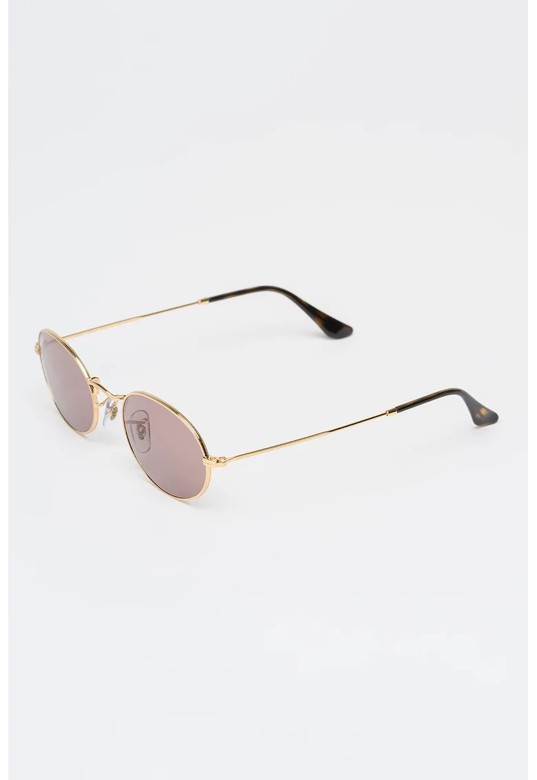 Ochelari de soare ovali unisex, Auriu/Maro camel