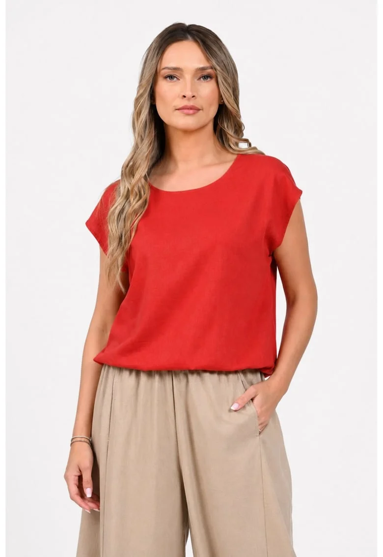 Bluza Dama,  Kimono, de in, decolteu rotund, maneca kimono, elastic in talie V412