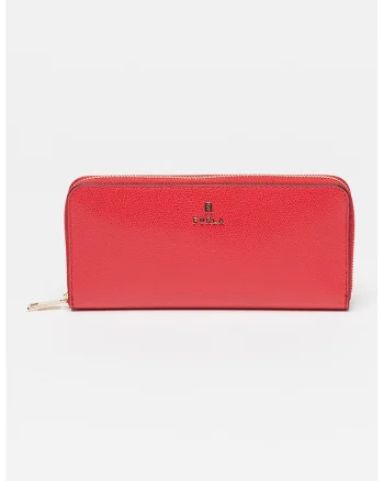 Portofel din piele cu fermoar Camelia, Rosu vermillion, 9x20x2.5