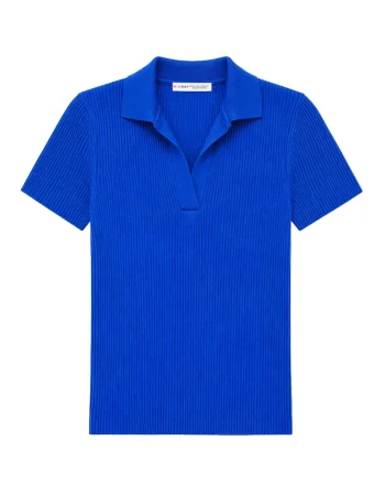 Bluza dama,  guler polo, casual, 100% poliamidafwqd, Albastru