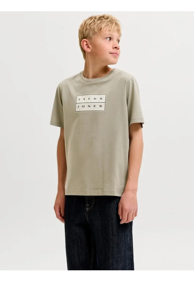 Tricou baieti, din bumbac, Regular fit la baza gatului, Verde masliniu