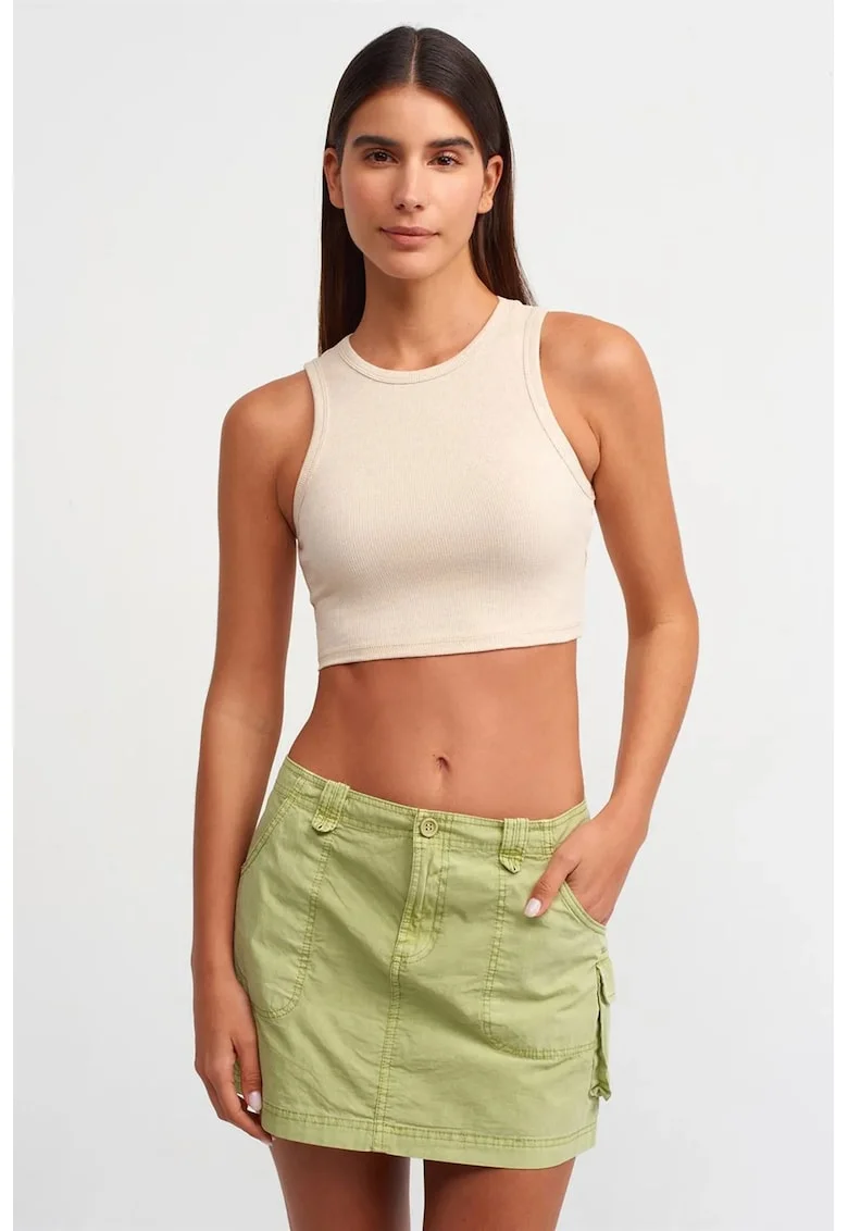 Top scurt,  slim fit, piatra naturala, bumbac cu elastan