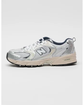 Pantofi sport 530 cu garnituri din plasa si model unisex, Alb fildes/Gri deschis