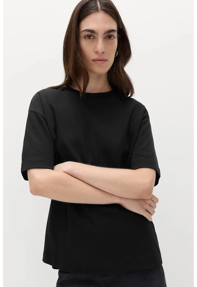 Tricou supradimensionat din bumbac, Negru