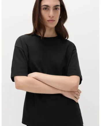 Tricou supradimensionat din bumbac, Negru