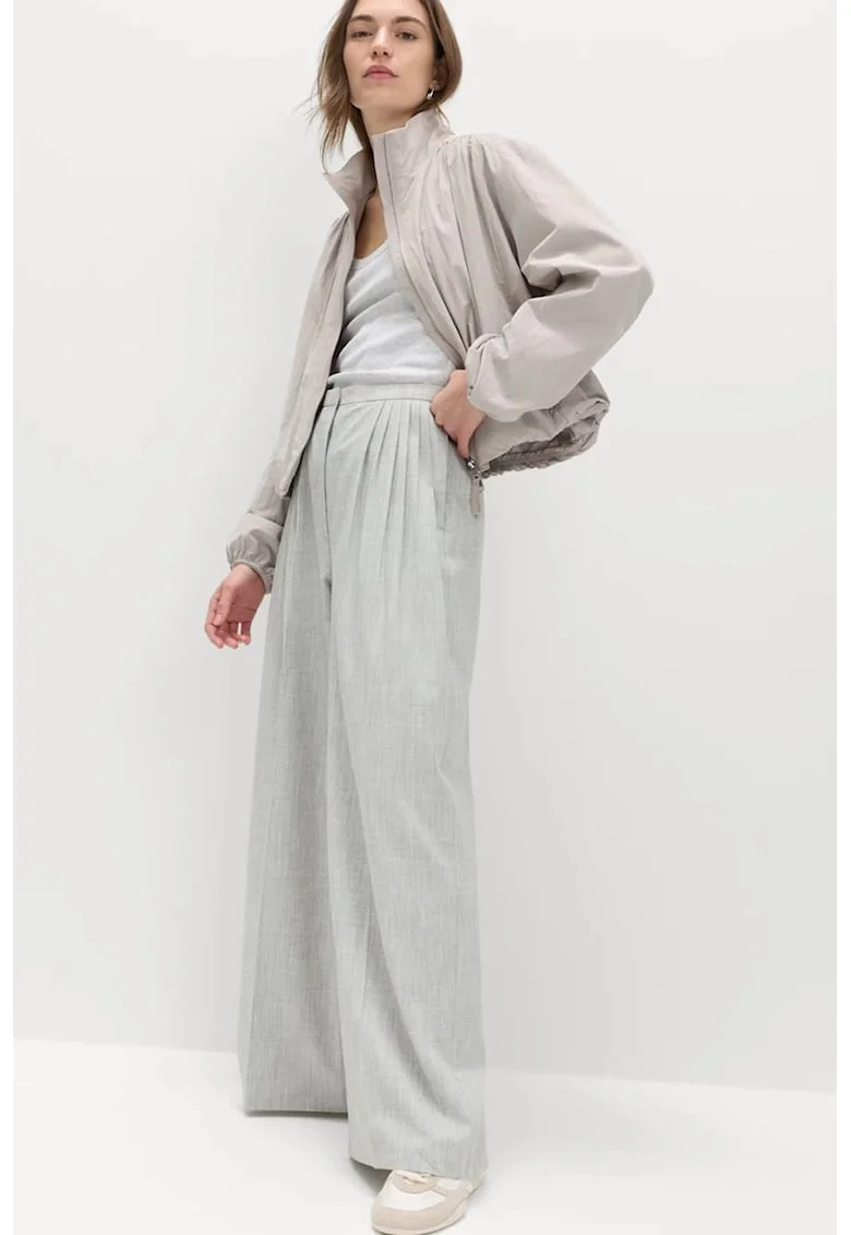 Pantaloni eleganti cu croiala ampla, Gri deschis