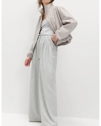 Pantaloni eleganti cu croiala ampla, Gri deschis