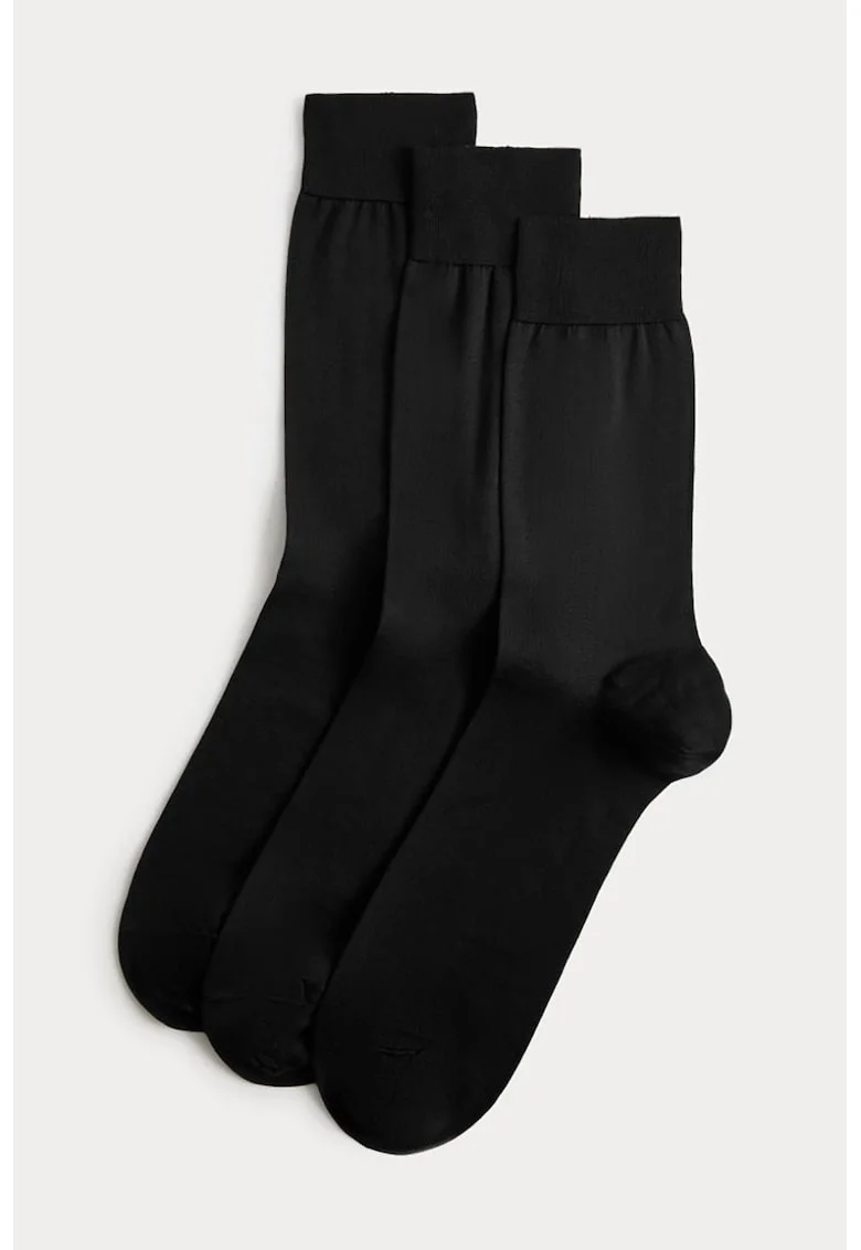 Set de 3 perechi de sosete lungi din bumbac, Negru