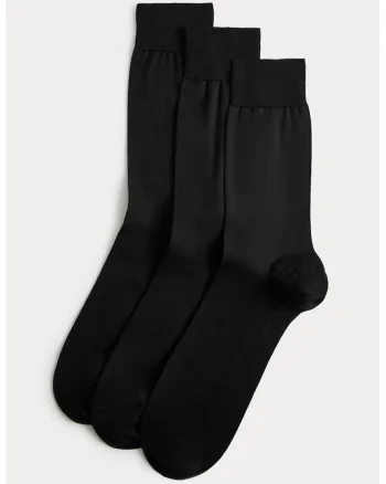Set de 3 perechi de sosete lungi din bumbac, Negru