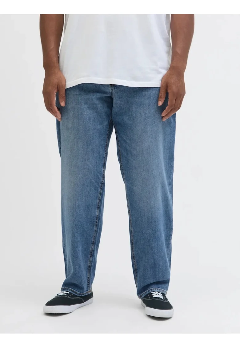 Plus Blugi Mike, barbati big sizes, cu talie joasa si croiala Comfort Fit, Abastru deschis, 42, 34