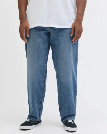 Plus Blugi Mike, barbati big sizes, cu talie joasa si croiala Comfort Fit, Abastru deschis, 42, 34