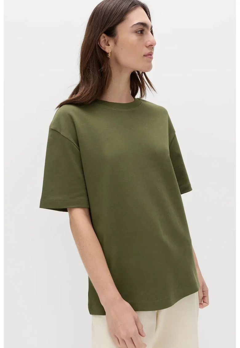 Tricou supradimensionat din bumbac, Verde masliniu