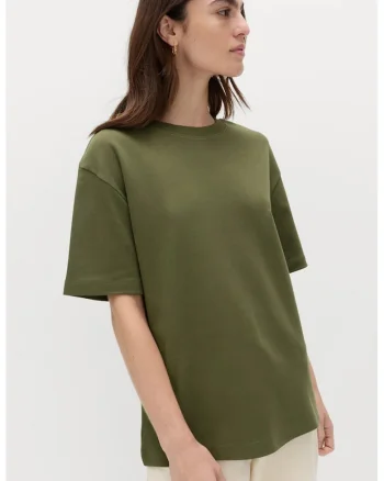 Tricou supradimensionat din bumbac, Verde masliniu