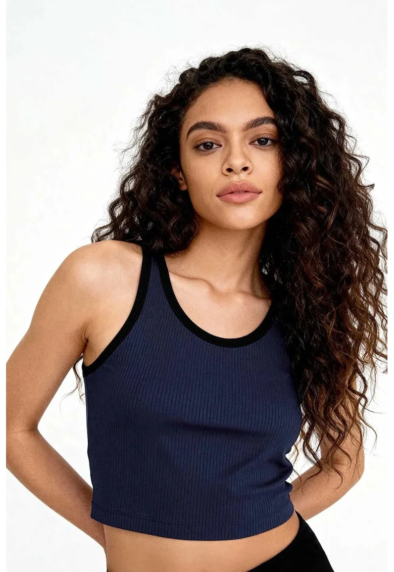 Top,  bleumarin, bumbac cu elastandwqfwq, Bleumarin