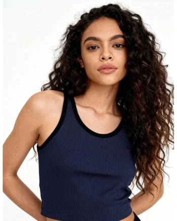 Top,  bleumarin, bumbac cu elastandwqfwq, Bleumarin
