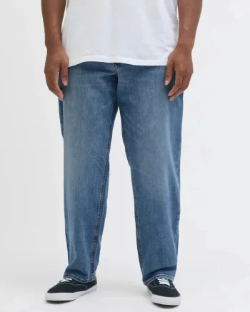 Plus Blugi Mike, barbati big sizes, cu talie joasa si croiala Comfort Fit, Abastru deschis, 44, 34