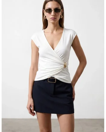 Bluza  pentru femei, slim, alb, viscoza-nailon-elastan