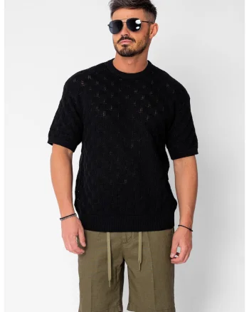 Tricou tricotat Black 22015, Negru