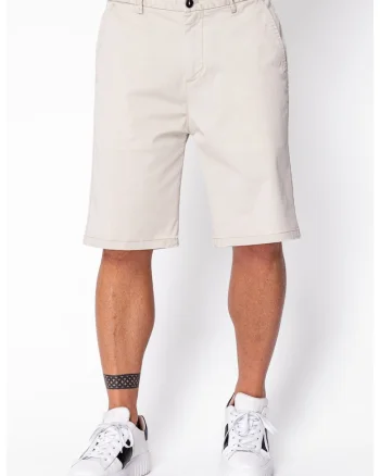 Pantaloni scurti cu nasture din bumbac Beige 21995, Bej