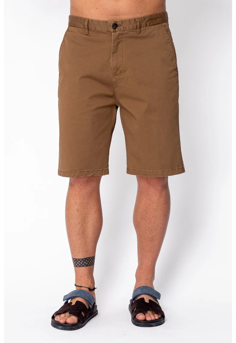 Pantaloni scurti cu nasture din bumbac Brown 22005, Maro