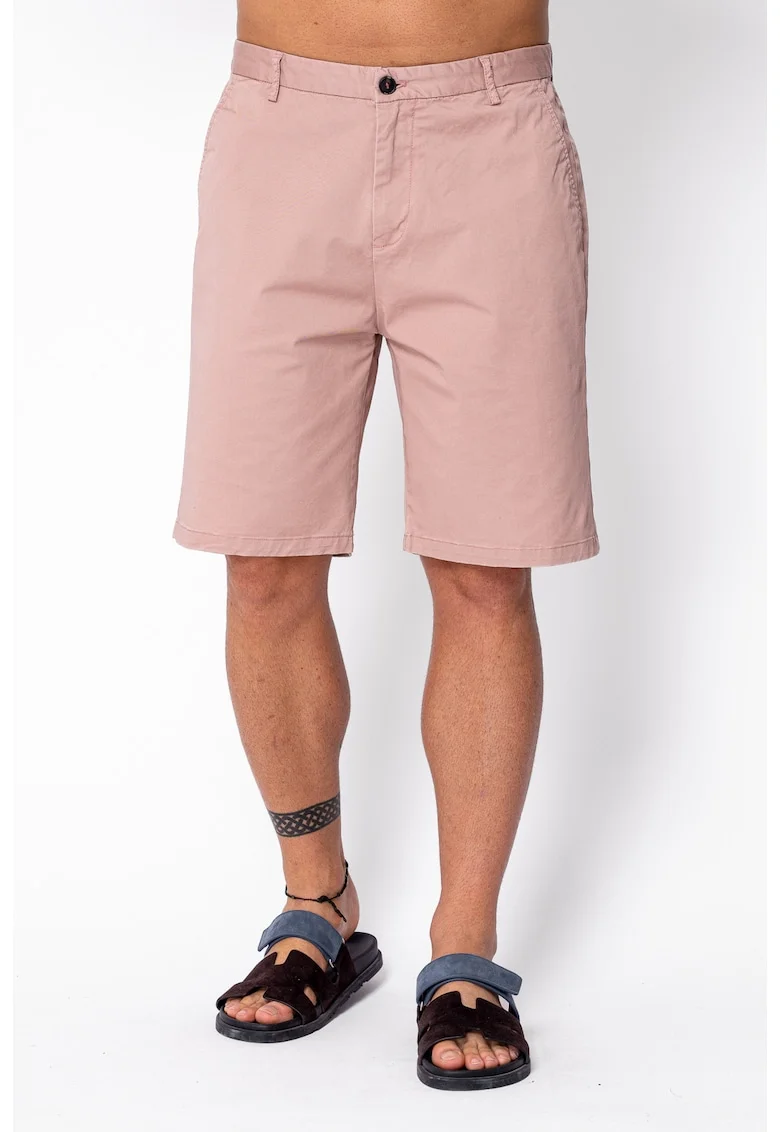 Pantaloni scurti cu nasture din bumbac Rose 22000, Roz