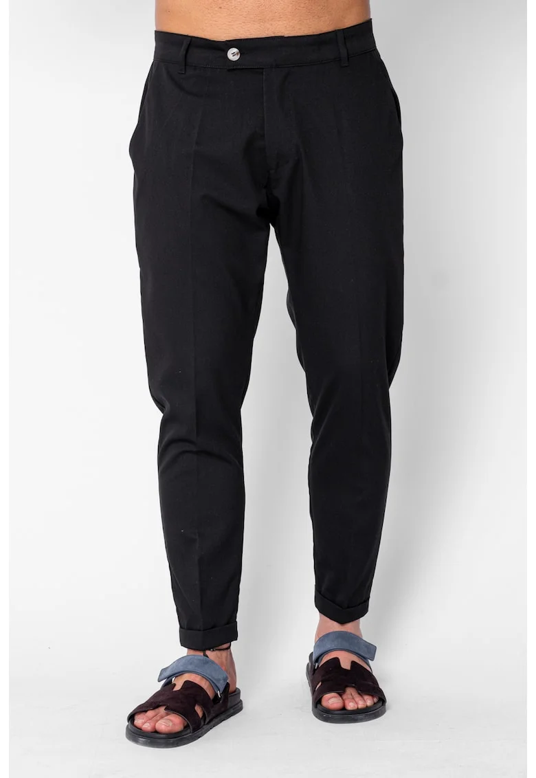 Pantaloni lung cu tiv intors Black 22040, Negru