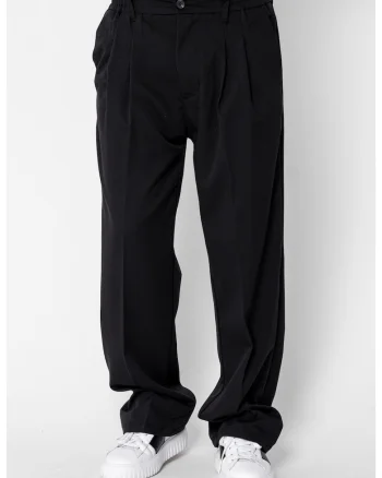 Pantalon lung larg cu nasture Black 22023, Bej inchis
