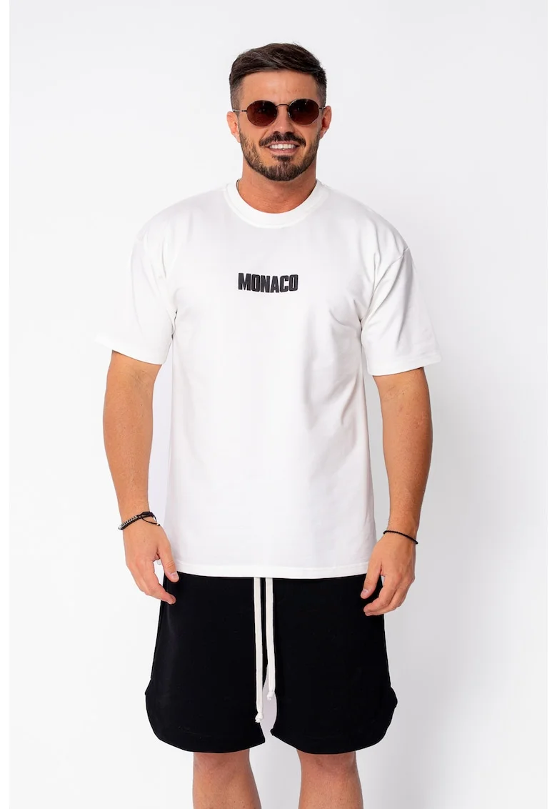 Tricou Monaco imprimat Off White 22124, Alb
